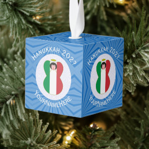 Persoonlijke Italiaanse engel vlag Hanukkah vlag Kubus Ornament