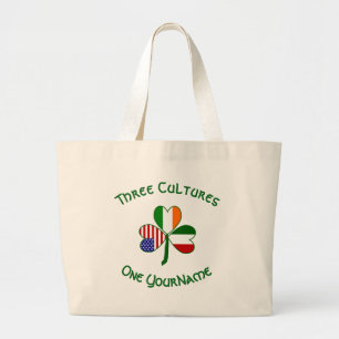 Persoonlijke Italiaanse Ierse Amerikaanse Klaver  Grote Tote Bag