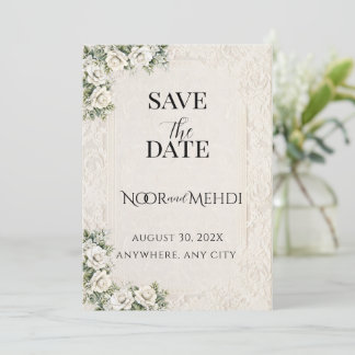 Persoonlijke Ivoor Bloesem Islamitische Trouwdag Save The Date