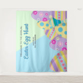 Persoonlijke jaarlijkse Pasen eierjacht foto achte Wandkleed (Voorkant)