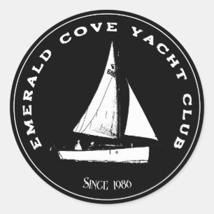 Persoonlijke jachtclub. Aangepaste zeilboot Ronde Sticker
