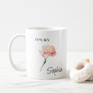 Persoonlijke januari bloem koffiemok