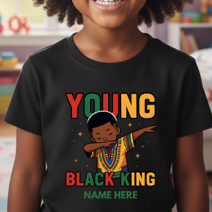 Persoonlijke Jonge Zwarte Koning Dabbing Jongen T-shirt