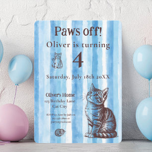 Persoonlijke Jongen Vintage Blauwe Kitten Verjaard Kaart
