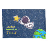 Persoonlijke jongens astronaut, ster & ruimte ontd kussensloop (Voorkant-Links)