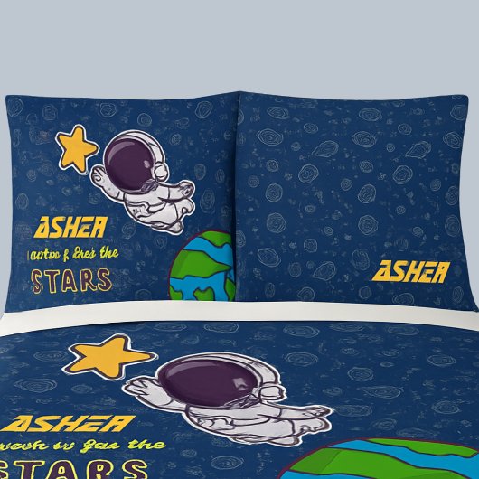 Persoonlijke jongens astronaut, ster & ruimte ontd kussensloop