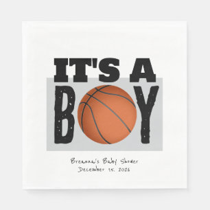 Persoonlijke Jongens Basketbal Baby Shower Wit Servet