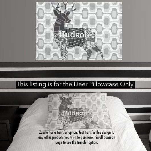 Persoonlijke Jongen's Room Deer Mid-Century Kussensloop