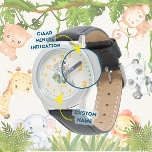 Persoonlijke Jungle Safari Leer om de Tijd te Vert Horloge