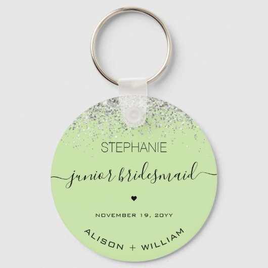 Persoonlijke Junior Bruidsmeisje Glitter confetti Sleutelhanger (Voorkant)
