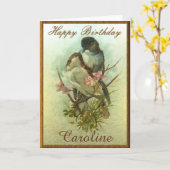 Persoonlijke Kaart Verjaardag Vogels (Gele Bloem)