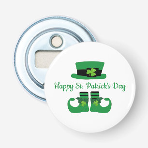 Persoonlijke kabouter St. Patrick's Day-feestje Button Flesopener