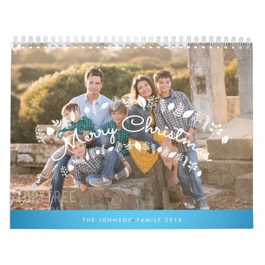 Persoonlijke kalender 2016 Blauw Prettig Kerstfees (Hoes)