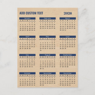 Persoonlijke kalender 2026 met aangepaste tekst feestdagenkaart