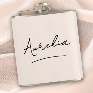 Persoonlijke kalligrafie naam roze vrijgezellenfee heupfles