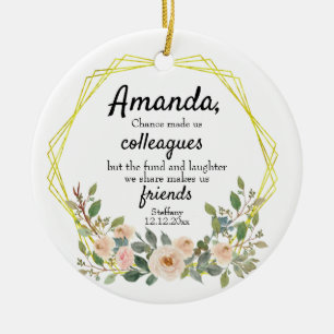 Persoonlijke kans maakte onze collega's Floral Cer Keramisch Ornament