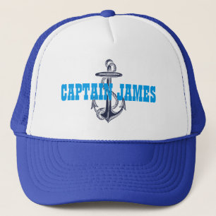 Persoonlijke Kapitein Navy Blauwe Vintage Anker Trucker Pet