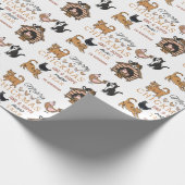 Persoonlijke kat en kip Funny Kerstmis Cadeaupapier (Hoek)