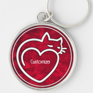 Persoonlijke kat Love Red White Logo Sleutelhanger