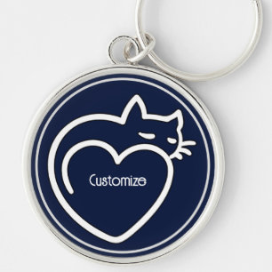 Persoonlijke kat Love White Logo Sleutelhanger