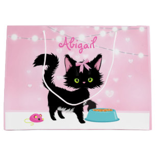 Persoonlijke kat roze en wit meisje Kitten Groot Cadeauzakje