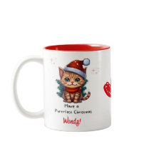 Persoonlijke kat-thema kerst mok