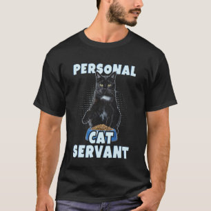 Persoonlijke kattenbediende grappige zwarte kat t-shirt