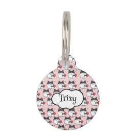 Persoonlijke kattenhalsband met malle cartoon katt huisdierpenning
