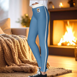 Persoonlijke kattenmoeder gedempte blauwe neutrale leggings
