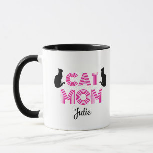 Persoonlijke kattenmoeder mok met kat silhouetten