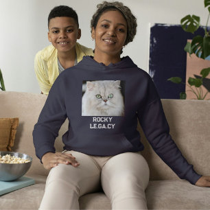 Persoonlijke kattenmoeder navyblauwe en witte huis hoodie