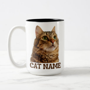 Persoonlijke kattenmok met foto Aangepaste katte Tweekleurige Koffiemok