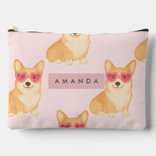 Persoonlijke Kawaii Corgi met Hart Zonnebril Etui
