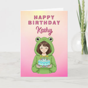 Persoonlijke Kawaii Kikker Trui Meisje Verjaardag Kaart