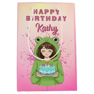 Persoonlijke Kawaii Kikkertrui Meisje Verjaardag Medium Cadeauzakje