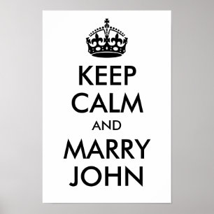 Persoonlijke Keep Calm and Marry On Zwart Poster