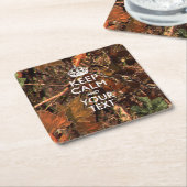 Persoonlijke KEEP CALM en Jouw tekst Hunter Camo Vierkante Kartonnen Onderzetter (Schuin)