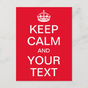 Persoonlijke KEEP CALM en UW TEKST - witte woorden Briefkaart