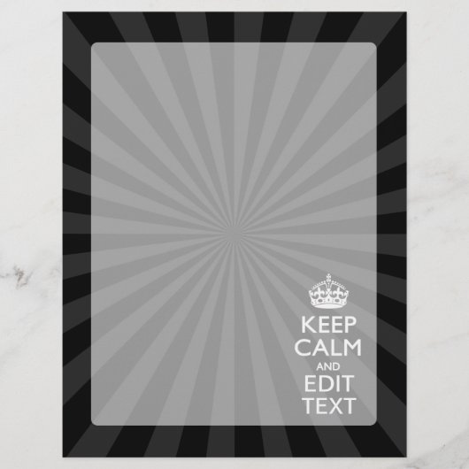 Persoonlijke KEEP CALM Jouw tekst Black Sunburst (Voorkant)