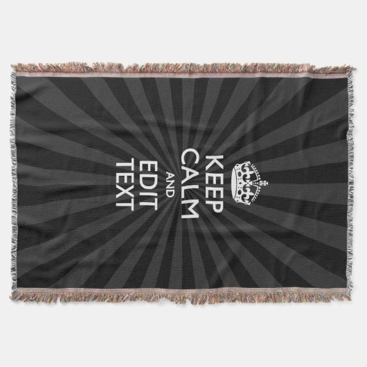 Persoonlijke KEEP CALM Jouw tekst Black Sunburst Deken (Voorkant)