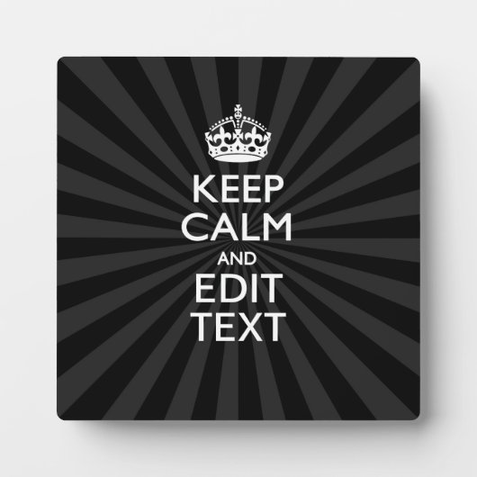 Persoonlijke KEEP CALM Jouw tekst Black Sunburst Fotoplaat (Voorkant)