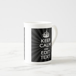 Persoonlijke KEEP CALM Jouw tekst Black Sunburst Porselein Kop