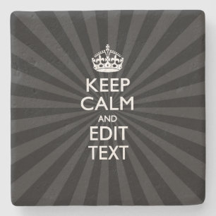 Persoonlijke KEEP CALM Jouw tekst Black Sunburst Stenen Onderzetter