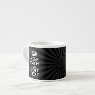 Persoonlijke KEEP CALM Uw Tekst Zwarte Zonnesymboo Espresso Kop