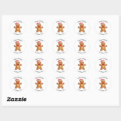 Persoonlijke Kerst Gingerbread Man Ronde Sticker (Vel)