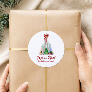 Persoonlijke Kerst in Parijs met Eiffeltoren Ronde Sticker