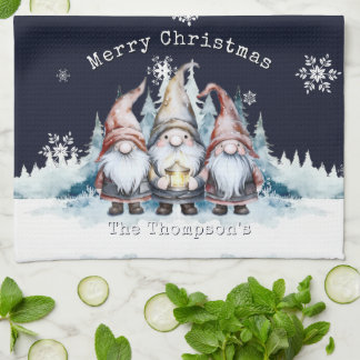 Persoonlijke Kerst Kabouters in Waterverf Theedoek