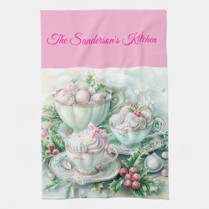 persoonlijke kerst, pastel kerst, roze en theedoek