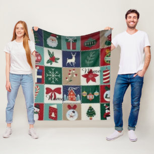 Persoonlijke Kerst Patchwork Fleece Deken w