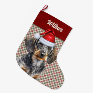 Persoonlijke Kerst Plaid Wirehair Dachshond Hond Grote Kerstsok